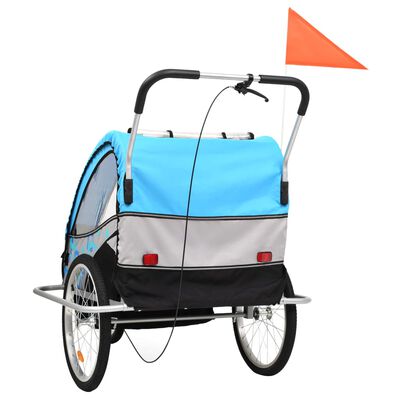 vidaXL 2-u-1 prikolica za bicikl i kolica plavo-siva