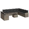 vidaXL 11-dijelni set vrtnih sofa od poliratana s jastucima sivi