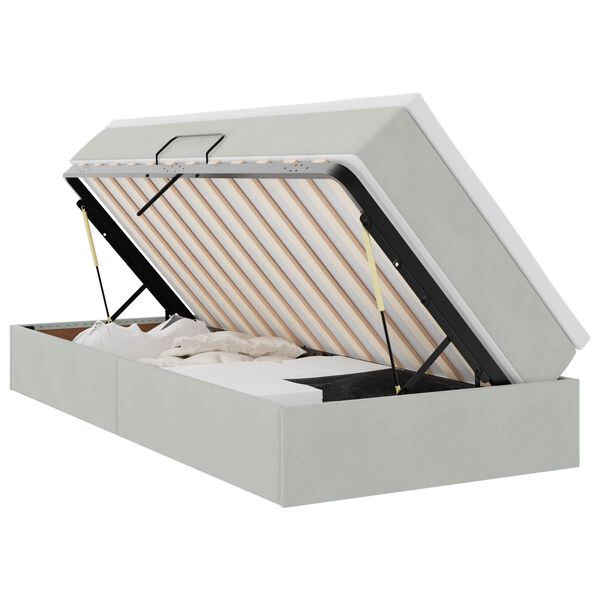 vidaXL Krevet s madracem i skladi&scaron;tem Svijetlo siva 90 x 200 cm Bar&scaron;un