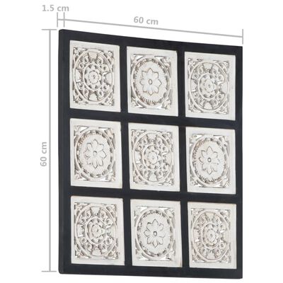 vidaXL Ručno rezbareni zidni panel MDF 60 x 60 x 1,5 cm crno-bijeli