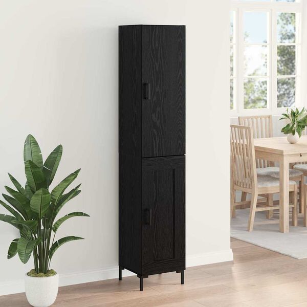 vidaXL Highboard Crni hrast 34,5 x 34 x 180 cm Konstruirano drvo