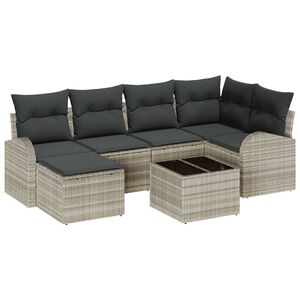 vidaXL Set sofe s jastukom s pohranom 7 pcs Svijetlo siva poliratan