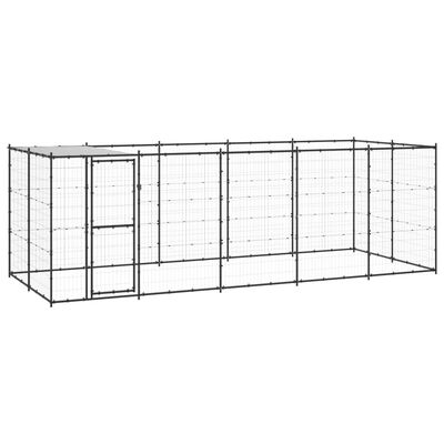 vidaXL Vanjski kavez za pse s krovom čelični 12,1 m²