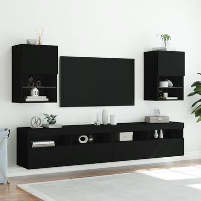 vidaXL TV ormarići s LED svjetlima 2 kom crni 40,5 x 30 x 60 cm