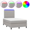 vidaXL Krevet box spring s madracem LED svjetlosivi 120x200 cm tkanina