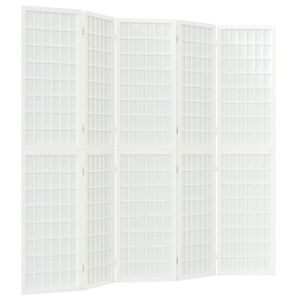vidaXL Sklopiva sobna pregrada 5 panela japanski stil 200x170cm bijela