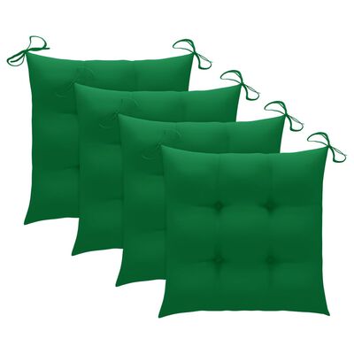 vidaXL Vrtne stolice sa zelenim jastucima 4 kom od masivne tikovine
