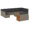 vidaXL 13-dijelni set vrtnih sofa od poliratana s jastucima sivi