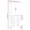 vidaXL Visoka komoda bijela 69,5x34x180 cm konstruirano drvo