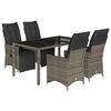 vidaXL 5-dijelni vrtni bistro set od poliratana s jastucima sivi