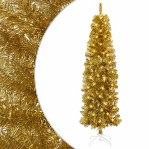 vidaXL Umjetno usko božićno drvce s kuglicama 180 cm 300 LED lampica
