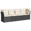 vidaXL 4-dijelni set vrtnih sofa od poliratana s jastucima crni