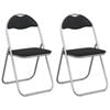 vidaXL Sklopiva stolica 2 pcs Crna i Siva 48 x 43,5 x 81 cm Lažna koža