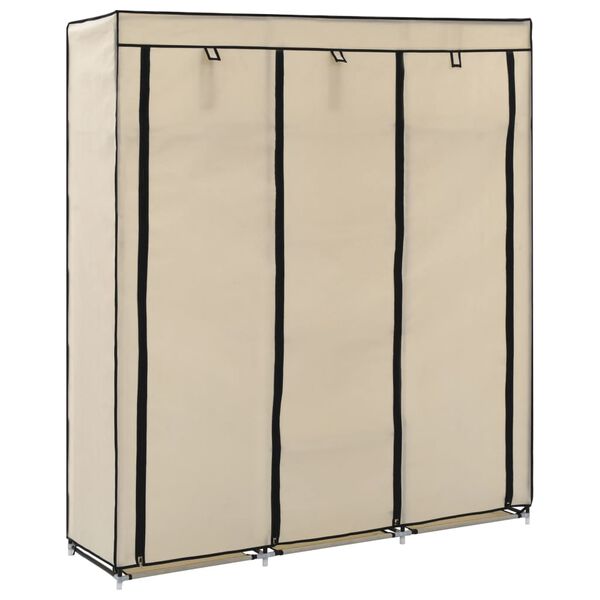 282455 vidaXL Wardrobe with Compartments and Rods Cream 150x45x175 cm Fabric