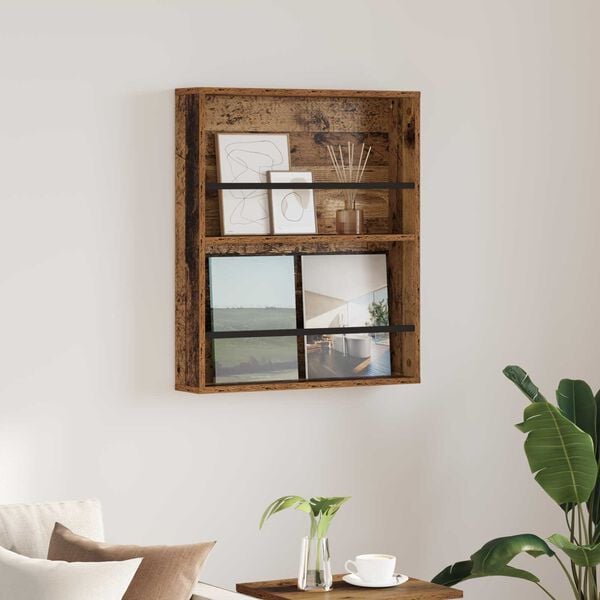vidaXL Polica za časopise Staro drvo 60 x 12 x 70 cm Konstruirano drvo