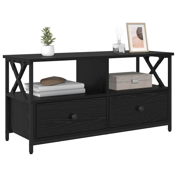 vidaXL TV ormar Crni hrast 90 x 33 x 45 cm Inženjerska drva i čelik