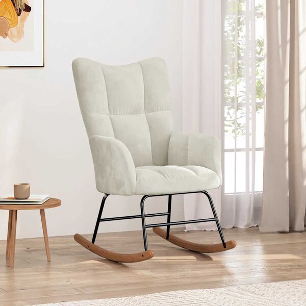 vidaXL Stolica za ljuljanje krem-bijela bar&scaron;unasta