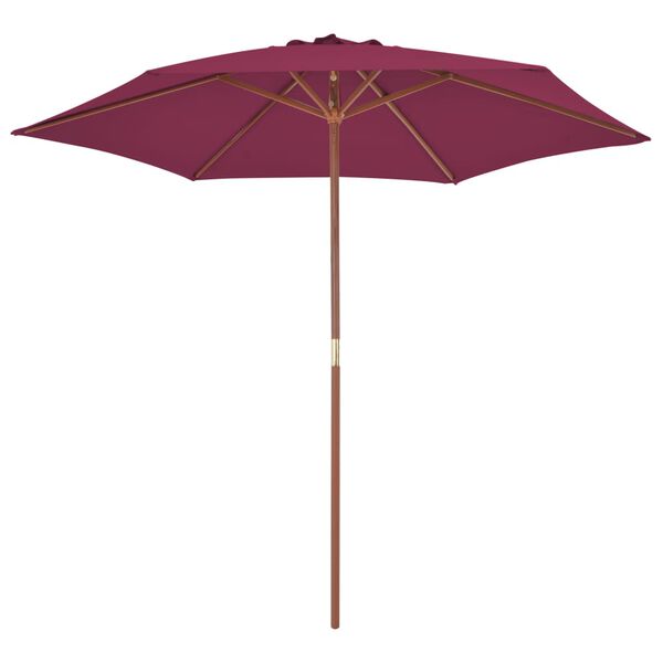 vidaXL Vanjski suncobran s drvenim stupom 270 cm bordo