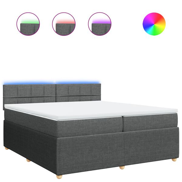 vidaXL Krevet s oprugama i madracem tamnosivi 200 x 200 cm od tkanine