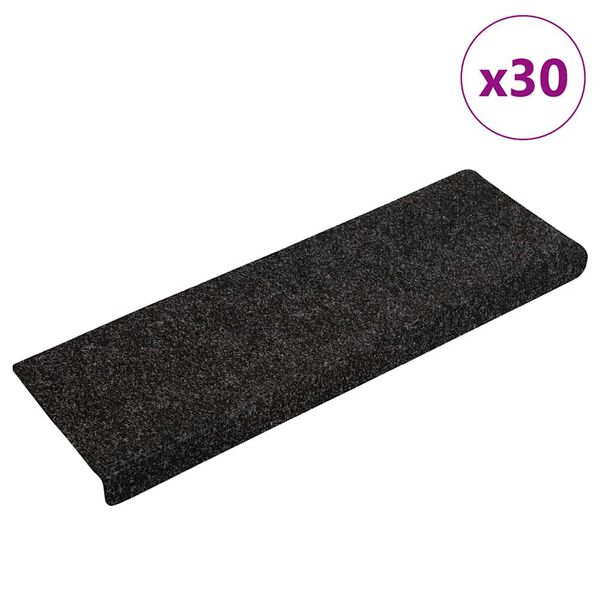 vidaXL Prostirke za stepenice samoljepljive 30 kom 65x21x4 cm crne pravokutne rubove