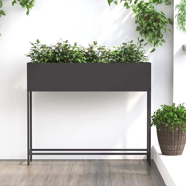 vidaXL Povi&scaron;eni Vrtni Planter Crna 100 x 26 x 82 cm Čelik