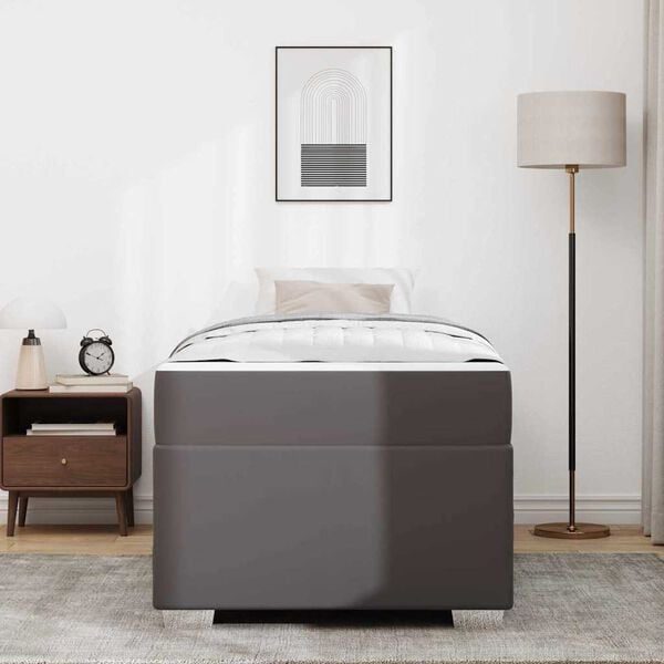 vidaXL Krevetna konstrukcija s madracem Siva 100 x 200 cm tkanina