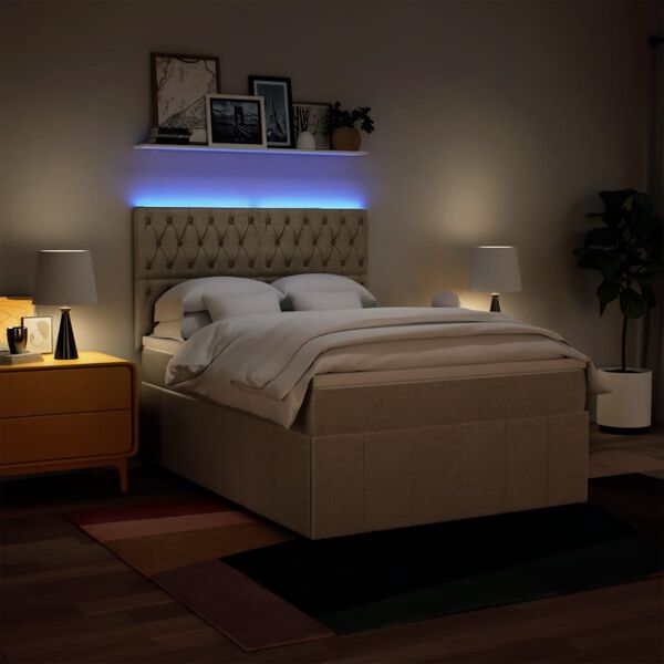 vidaXL Krevet s oprugama i madracem krem 140 x 190 cm od tkanine