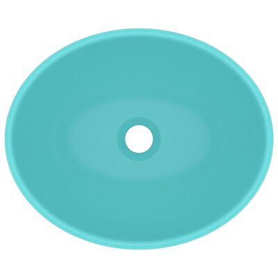 vidaXL Luksuzni ovalni umivaonik mat svjetlozeleni 40x33 cm keramički