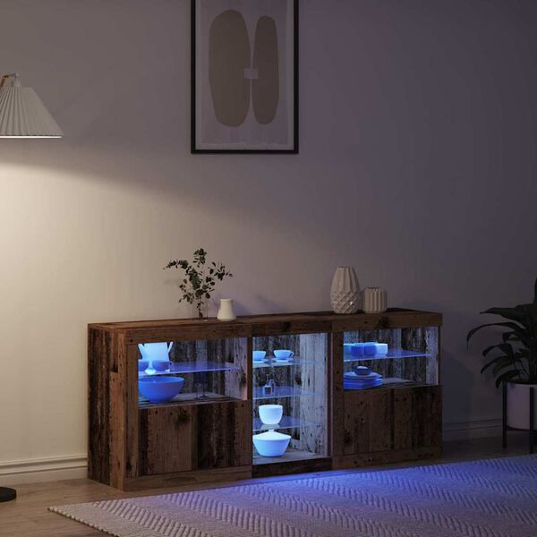 vidaXL LED komoda Staro drvo 162 x 37 x 67 cm Konstruirano drvo