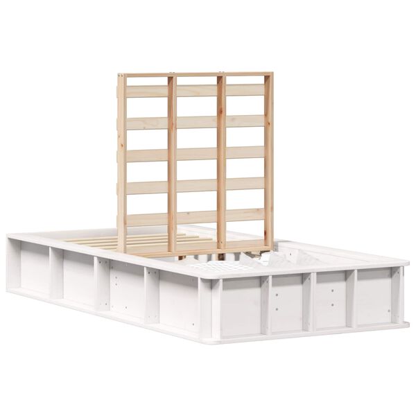 vidaXL Krevetna konstrukcija Bijelo 100 x 200 cm Čvrsto borovo drvo