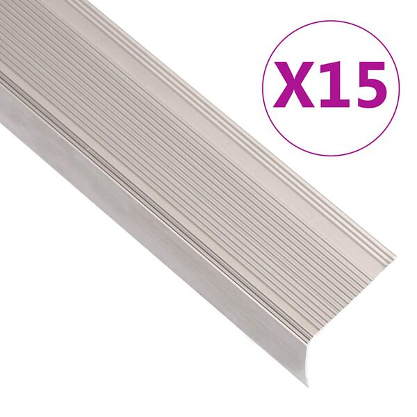 vidaXL Rubnjaci za stepenice L-oblika 15 kom aluminijski 100 cm bež