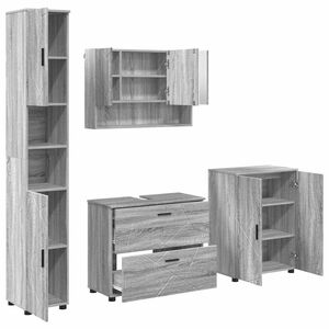 vidaXL Set namje&scaron;taja za kupaonicu s ladicama Zidne 4 pcs Siva Sonoma