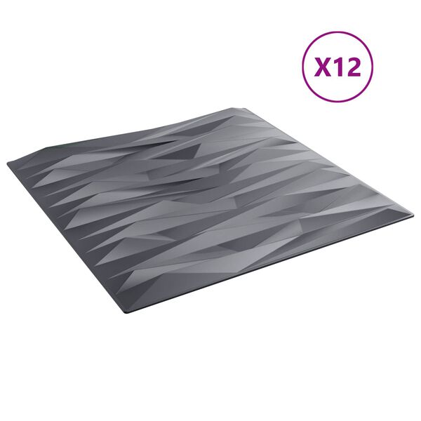 vidaXL Zidne panele 12 pcs Siva od kamena 50 x 50 cm XPS pjena