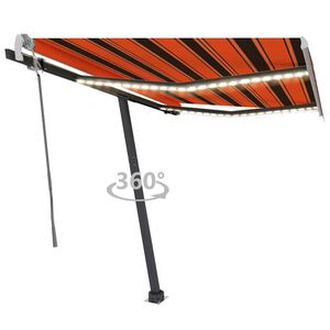 vidaXL Tenda na ručno uvlačenje LED 300 x 250 cm narančasto-smeđa