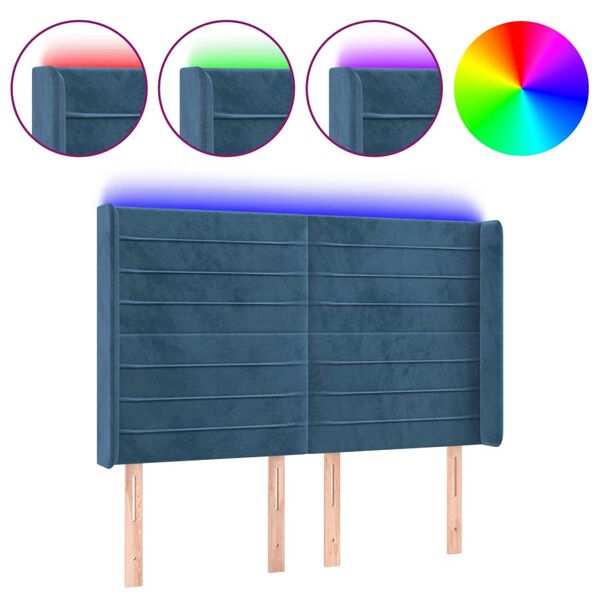 vidaXL LED uzglavlje tamnoplavo 147x16x118/128 cm bar&scaron;unasto