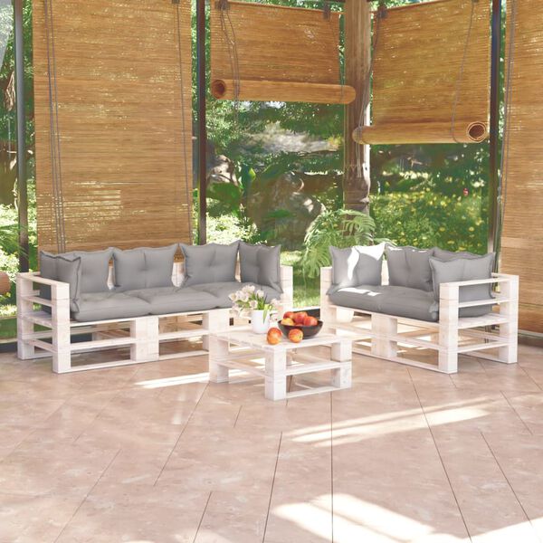 vidaXL 6-dijelna vrtna garnitura od paleta od borovine s jastucima