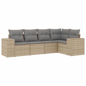 vidaXL 5-dijelni vrtni set sofa s jastucima bež od poliratana