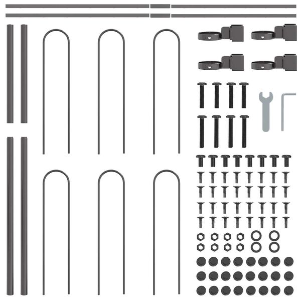 vidaXL Vrtna Ograda Siva 1,7 x 0,8 m Čelik s prahom