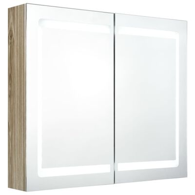 vidaXL LED kupaonski ormarić s ogledalom boja hrasta 80 x 12 x 68 cm