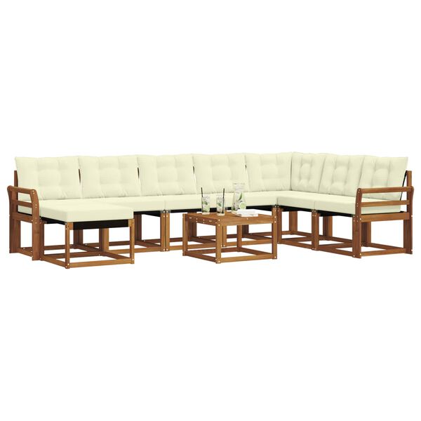 vidaXL Set vanjskih sofa s jastukom 9 pcs Prirodna i krem