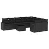 vidaXL 10-dijelni set vrtnih sofa s jastucima crni od poliratana