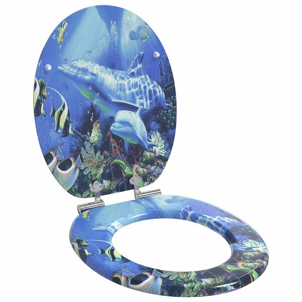 vidaXL Toaletna sjedala s mekim zatvaranjem Plava 44 x 38 cm MDF ploča