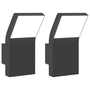 vidaXL Vanjske LED zidne svjetiljke 2 kom crne od lijevanog aluminija