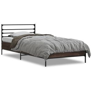 vidaXL Okvir za krevet smeđi hrast 90x200 cm konstruirano drvo i metal