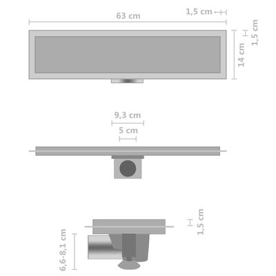 vidaXL Odvod za tuš s poklopcem 2-u-1 63 x 14 cm od nehrđajućeg čelika