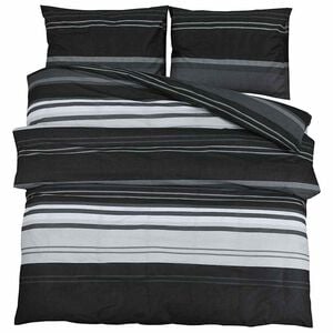 vidaXL Set navlaka za poplun crne pruge 260x240 cm pamuk