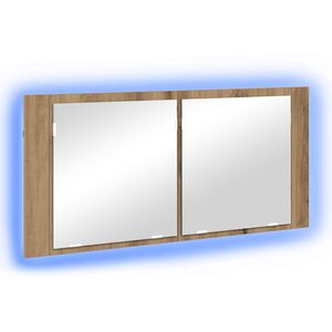 vidaXL LED Ogledalo s Ormarom Umjetnički hrast 100 x 12 x 45 cm