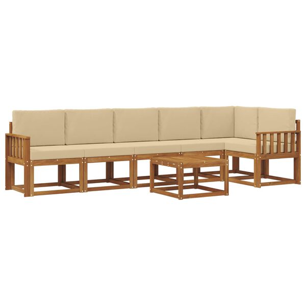 vidaXL Set vanjskih sofa s jastukom 7 pcs Prirodna i bež