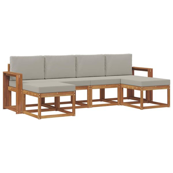 vidaXL Set vanjskih sofa s jastukom 6 pcs Prirodna i svijetlo siva