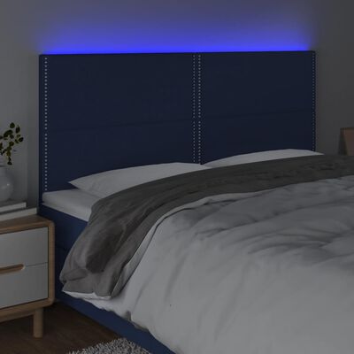 vidaXL LED uzglavlje plavo 160x5x118/128 cm od tkanine